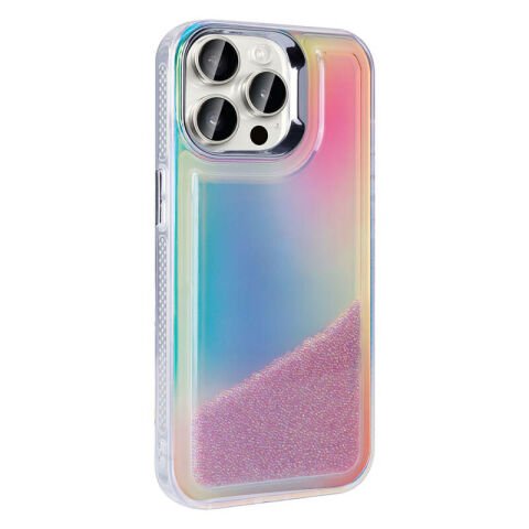 Apple iPhone 15 Pro Max Kılıf Airbagli Renkli Arka Yüzey Boncuk Tasarımlı Patinda Kumul Kapak