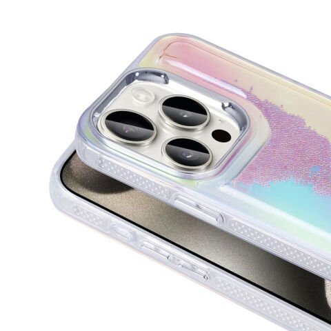 Apple iPhone 15 Pro Max Kılıf Airbagli Renkli Arka Yüzey Boncuk Tasarımlı Patinda Kumul Kapak