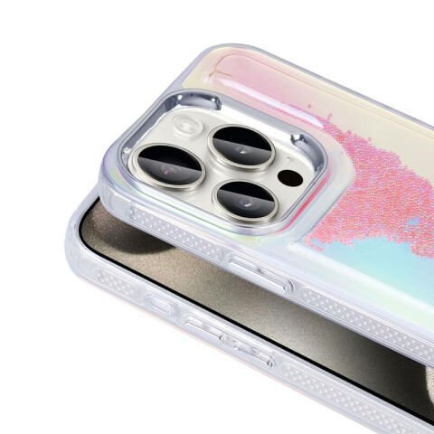 Apple iPhone 15 Pro Max Kılıf Airbagli Renkli Arka Yüzey Boncuk Tasarımlı Patinda Kumul Kapak