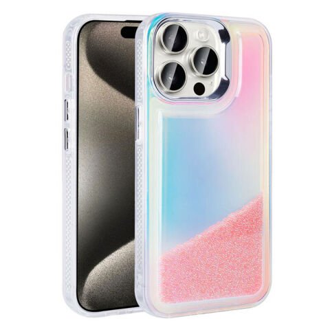 Apple iPhone 15 Pro Max Kılıf Airbagli Renkli Arka Yüzey Boncuk Tasarımlı Patinda Kumul Kapak