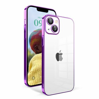 Apple iPhone 14 Kılıf Kamera Korumalı Renkli Çerçeveli Patinda Garaj Kapak