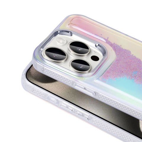 Apple iPhone 15 Pro Kılıf Airbagli Renkli Arka Yüzey Boncuk Tasarımlı Patinda Kumul Kapak
