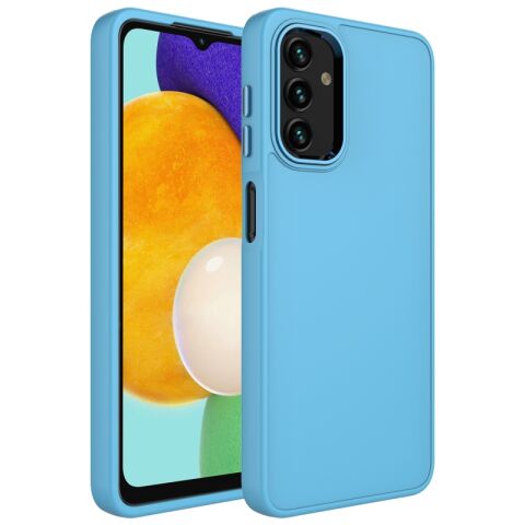Galaxy A04 Kılıf Metal Çerçeve ve Buton Tasarımlı Silikon Patinda Luna Kapak