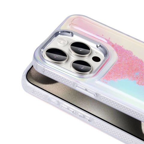 Apple iPhone 15 Pro Kılıf Airbagli Renkli Arka Yüzey Boncuk Tasarımlı Patinda Kumul Kapak