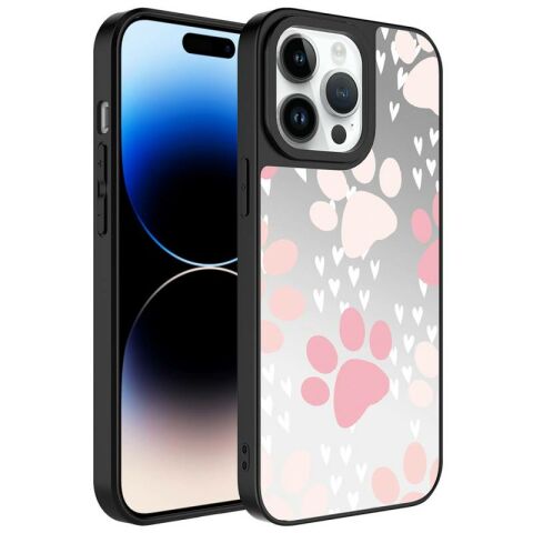Apple iPhone 14 Pro Max Kılıf Aynalı Desenli Kamera Korumalı Parlak Patinda Mirror Kapak