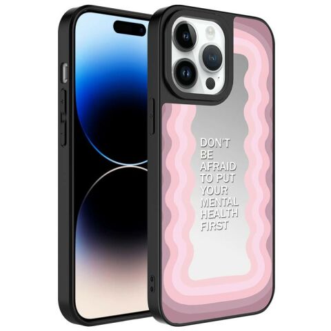 Apple iPhone 14 Pro Max Kılıf Aynalı Desenli Kamera Korumalı Parlak Patinda Mirror Kapak