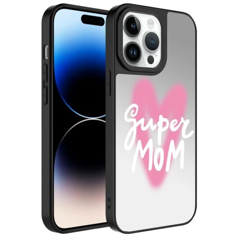 Apple iPhone 14 Pro Max Kılıf Aynalı Desenli Kamera Korumalı Parlak Patinda Mirror Kapak
