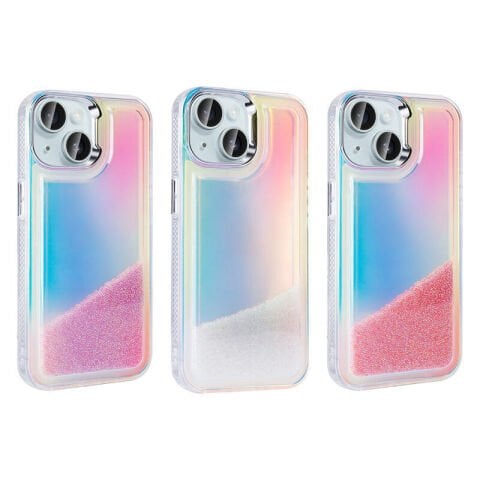 Apple iPhone 15 Kılıf Airbagli Renkli Arka Yüzey Boncuk Tasarımlı Patinda Kumul Kapak