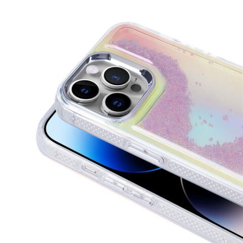 Apple iPhone 14 Pro Max Kılıf Airbagli Renkli Arka Yüzey Boncuk Tasarımlı Patinda Kumul Kapak