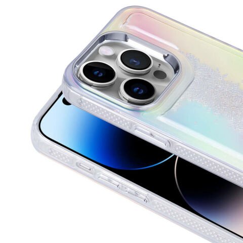 Apple iPhone 14 Pro Max Kılıf Airbagli Renkli Arka Yüzey Boncuk Tasarımlı Patinda Kumul Kapak