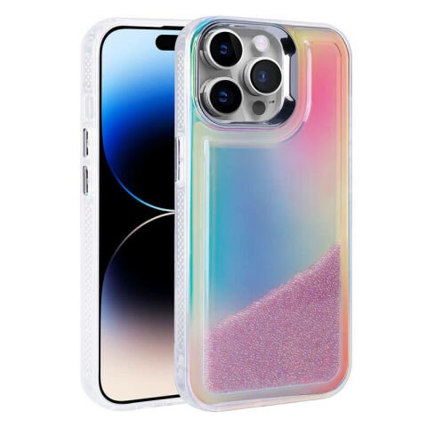 Apple iPhone 14 Pro Kılıf Airbagli Renkli Arka Yüzey Boncuk Tasarımlı Patinda Kumul Kapak