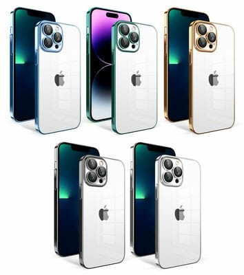 Apple iPhone 13 Pro Max Kılıf Kamera Korumalı Renkli Çerçeveli Patinda Garaj Kapak