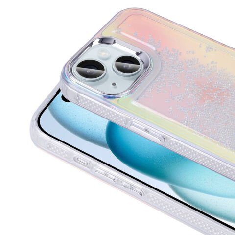 Apple iPhone 14 Kılıf Airbagli Renkli Arka Yüzey Boncuk Tasarımlı Patinda Kumul Kapak