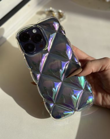 iPhone Dilimli Hologramlı Puffy Kılıf