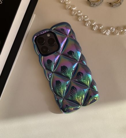 iPhone Dilimli Hologramlı Puffy Kılıf