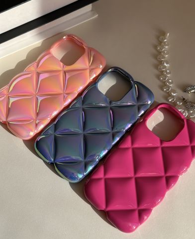 iPhone Dilimli Hologramlı Puffy Kılıf