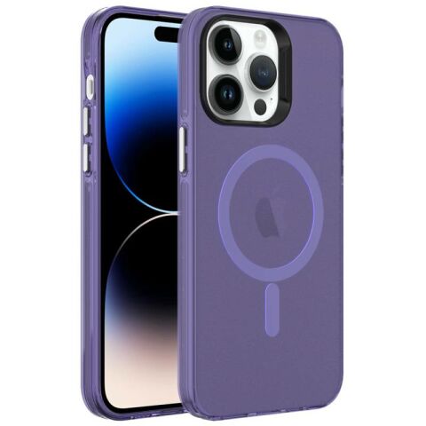 Apple iPhone 14 Pro Max Kılıf Patinda Magsafe Şarj Özellikli Buzlu Transparan C-Pro Sert Kapak