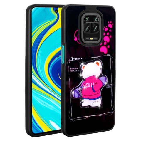 Xiaomi Redmi Note 9S Kılıf Parlayan Kabartmalı İkonik Figürlü Patinda Amas Silikon Kapak
