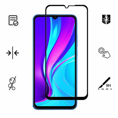 Xiaomi Redmi 9C Patinda Kenarları Kırılmaya Dayanıklı Cam Ekran Koruyucu