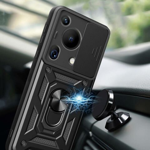 Huawei Pura 70 Ultra Kılıf Magnetik Standlı Kamera Korumalı Patinda Sürgülü Vega Kapak