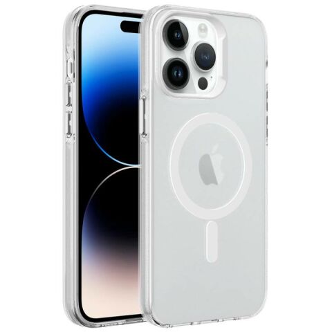 Apple iPhone 14 Pro Kılıf Patinda Magsafe Şarj Özellikli Buzlu Transparan C-Pro Sert Kapak