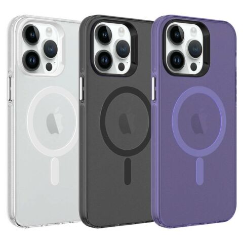 Apple iPhone 14 Pro Kılıf Patinda Magsafe Şarj Özellikli Buzlu Transparan C-Pro Sert Kapak