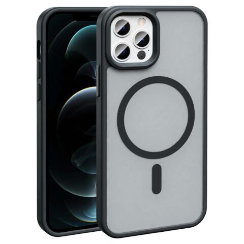 Apple iPhone 12 Pro Max Kılıf Magsafe Şarj Özellikli Mat Arka Yüzey Patinda Sio Kapak