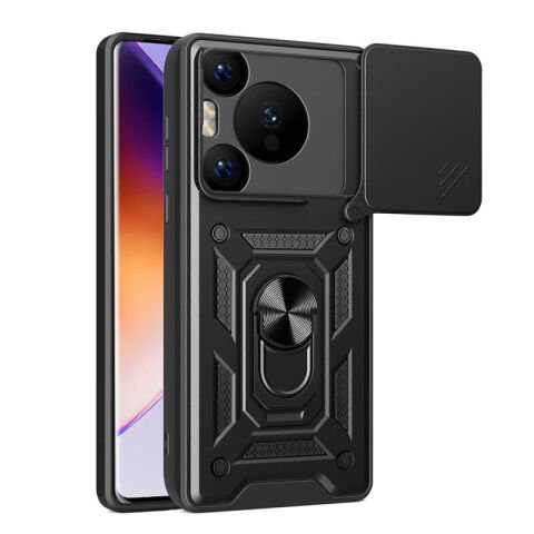 Huawei Pura 70 Pro 5G Kılıf Magnetik Standlı Kamera Korumalı Patinda Sürgülü Vega Kapak