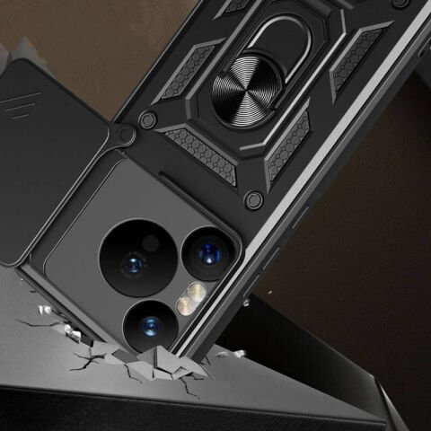 Huawei Pura 70 Pro 5G Kılıf Magnetik Standlı Kamera Korumalı Patinda Sürgülü Vega Kapak