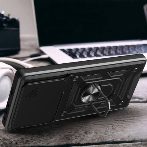 Huawei Pura 70 Pro 5G Kılıf Magnetik Standlı Kamera Korumalı Patinda Sürgülü Vega Kapak