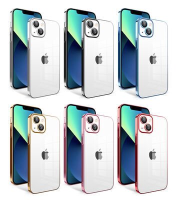 Apple iPhone 13 Kılıf Kamera Korumalı Renkli Çerçeveli Patinda Garaj Kapak
