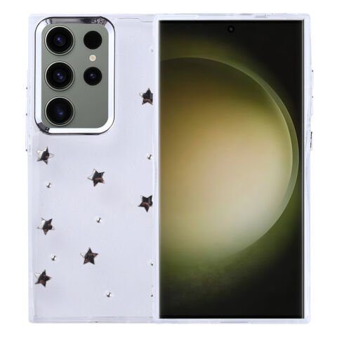 Galaxy S25 Ultra Kılıf Airbag Tasarımlı Simli Şeffaf Patinda Kutup Kapak