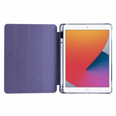 Apple iPad 9.7 2018 (6.Nesil) Kılıf Patinda Tri Folding Kalem Bölmeli Standlı Kılıf