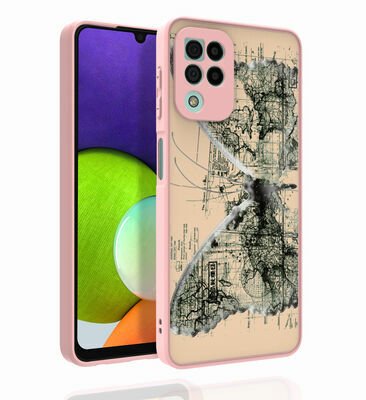 Galaxy M22 Kılıf Desenli Kamera Korumalı Parlak Patinda Nora Kapak