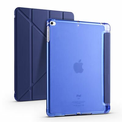 Apple iPad 9.7 2018 (6.Nesil) Kılıf Patinda Tri Folding Kalem Bölmeli Standlı Kılıf