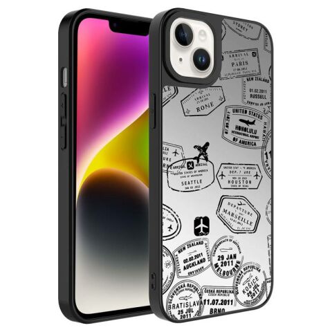 Apple iPhone 14 Kılıf Aynalı Desenli Kamera Korumalı Parlak Patinda Mirror Kapak