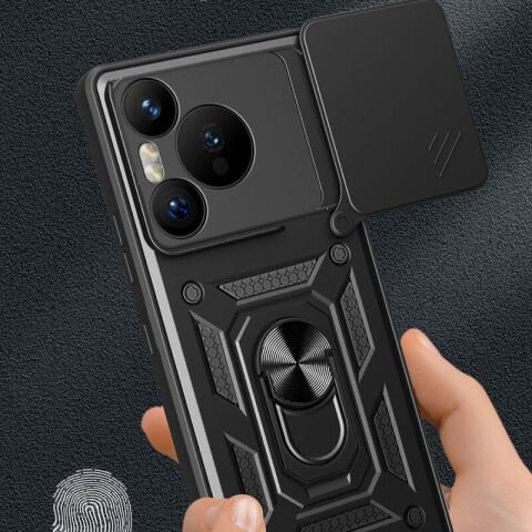 Huawei Pura 70 5G Kılıf Magnetik Standlı Kamera Korumalı Patinda Sürgülü Vega Kapak