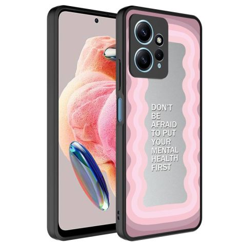 Xiaomi Redmi Note 12 4G Kılıf Aynalı Desenli Kamera Korumalı Parlak Patinda Mirror Kapak
