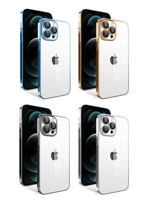 Apple iPhone 12 Pro Max Kılıf Kamera Korumalı Renkli Çerçeveli Patinda Garaj Kapak
