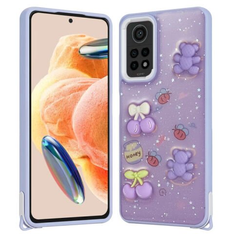 Xiaomi Redmi Note 12 Pro 4G Kılıf Parlayan Simli Kabartma Figürlü Patinda Cevze Kapak