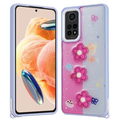 Xiaomi Redmi Note 12 Pro 4G Kılıf Parlayan Simli Kabartma Figürlü Patinda Cevze Kapak