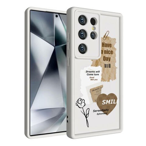 Galaxy S23 Ultra Kılıf Kamera Korumalı Baskılı Arka Yüzey Patinda Klas Kapak