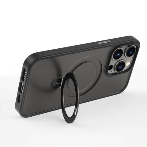 Apple iPhone 14 Pro Kılıf Wiwu ZMM-010 Magsafe Şarj Özellikli Parmak İzi Bırakmayan Mat Transparan Standlı Kapak