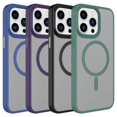 Apple iPhone 15 Pro Max Kılıf Mat Arka Yüzey Wireless Şarj Özellikli Patinda Flet Magsafe Kapak