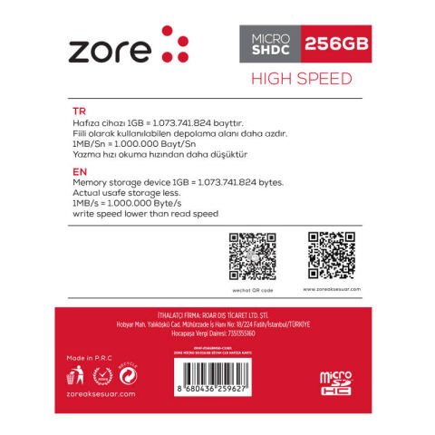 Patinda Micro SD Hafıza Kartı 256GB