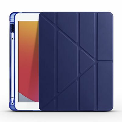 Apple iPad 9.7 2017 (5.Nesil) Kılıf Patinda Tri Folding Kalem Bölmeli Standlı Kılıf