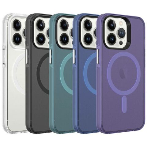 Apple iPhone 13 Pro Kılıf Patinda Magsafe Şarj Özellikli Buzlu Transparan C-Pro Sert Kapak