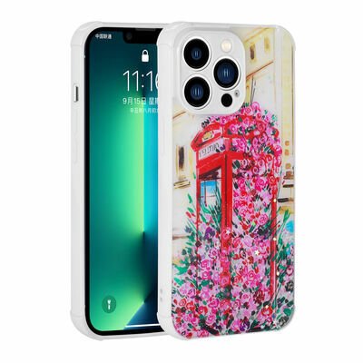 Apple iPhone 13 Pro Max Kılıf Simli Desenli Kamera Korumalı Parlak Patinda Popy Kapak