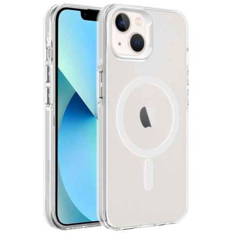 Apple iPhone 13 Kılıf Patinda Magsafe Şarj Özellikli Buzlu Transparan C-Pro Sert Kapak