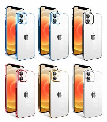 Apple iPhone 12 Kılıf Kamera Korumalı Renkli Çerçeveli Patinda Garaj Kapak